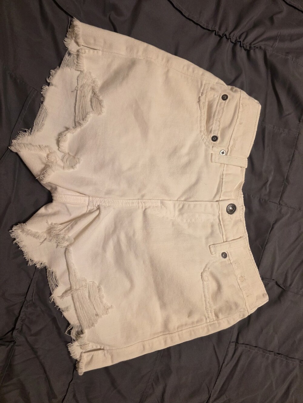 Aerie White Distressed Denim Cutoff Shorts